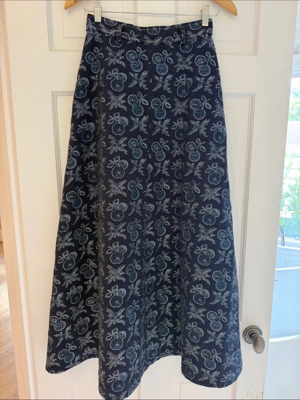 Etro Jacquard Denim A line midi skirt